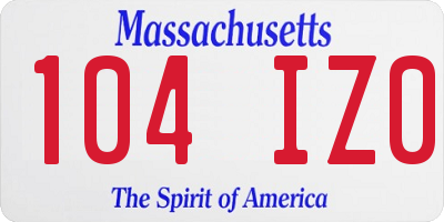MA license plate 104IZ0
