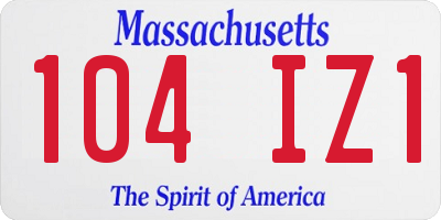 MA license plate 104IZ1