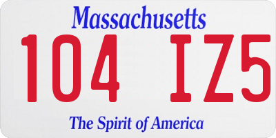 MA license plate 104IZ5