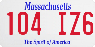 MA license plate 104IZ6