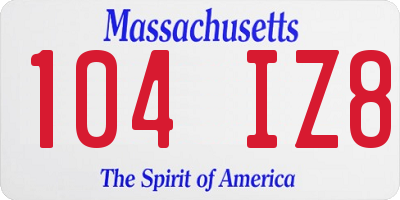 MA license plate 104IZ8