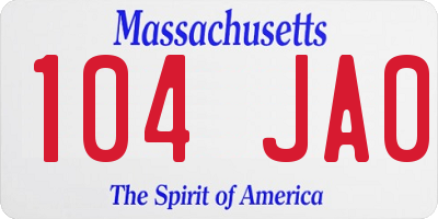 MA license plate 104JA0