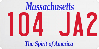 MA license plate 104JA2