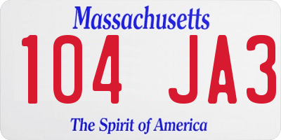 MA license plate 104JA3