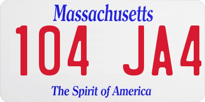 MA license plate 104JA4