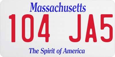 MA license plate 104JA5