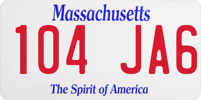 MA license plate 104JA6