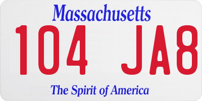 MA license plate 104JA8