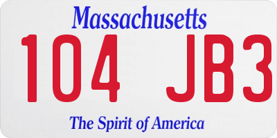 MA license plate 104JB3
