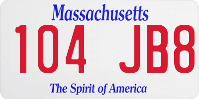 MA license plate 104JB8