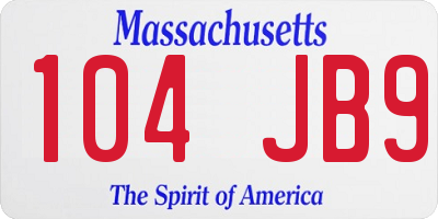 MA license plate 104JB9