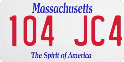 MA license plate 104JC4