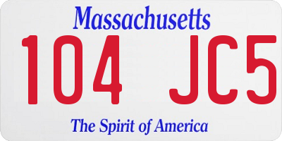 MA license plate 104JC5