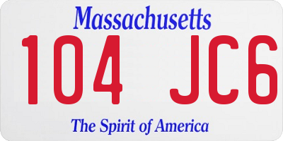 MA license plate 104JC6