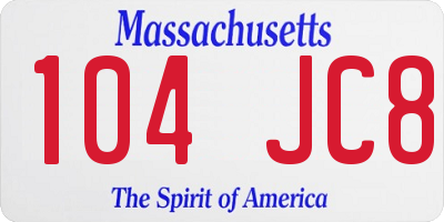 MA license plate 104JC8