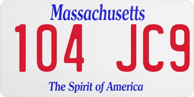 MA license plate 104JC9