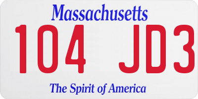 MA license plate 104JD3