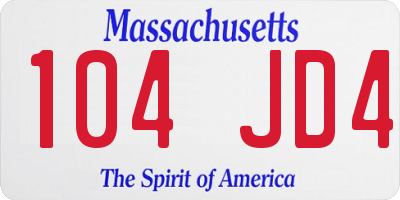 MA license plate 104JD4