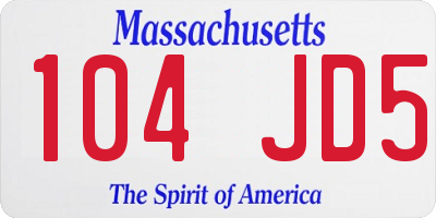 MA license plate 104JD5