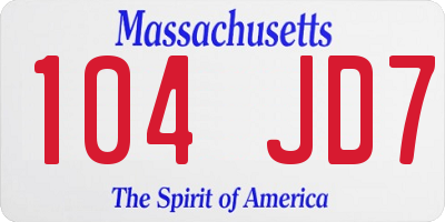 MA license plate 104JD7