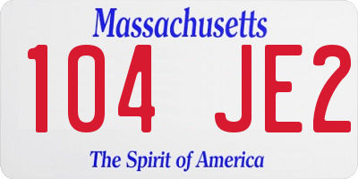 MA license plate 104JE2