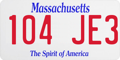 MA license plate 104JE3