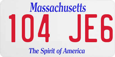MA license plate 104JE6