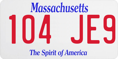 MA license plate 104JE9