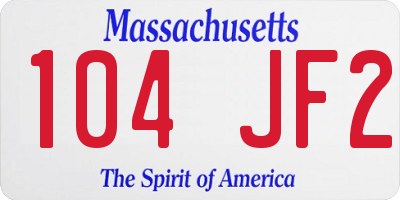 MA license plate 104JF2