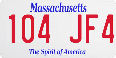 MA license plate 104JF4