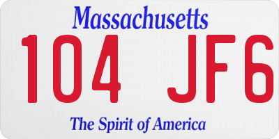 MA license plate 104JF6