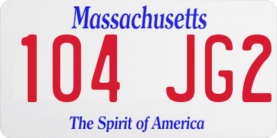 MA license plate 104JG2