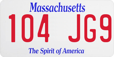 MA license plate 104JG9