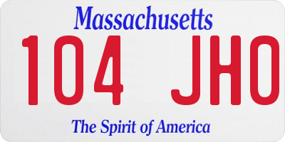 MA license plate 104JH0