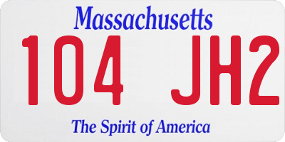 MA license plate 104JH2