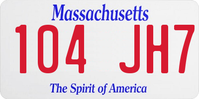 MA license plate 104JH7