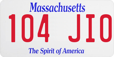 MA license plate 104JI0