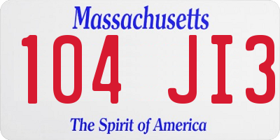 MA license plate 104JI3