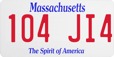MA license plate 104JI4
