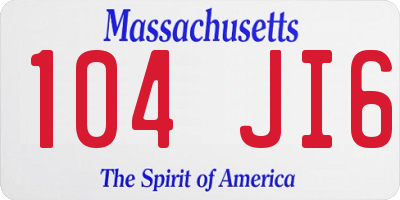 MA license plate 104JI6