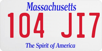 MA license plate 104JI7