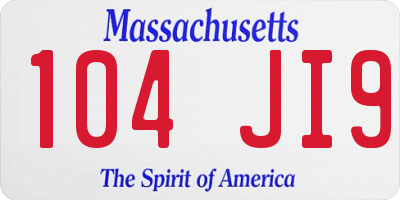 MA license plate 104JI9