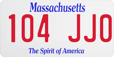 MA license plate 104JJ0