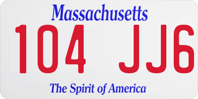 MA license plate 104JJ6