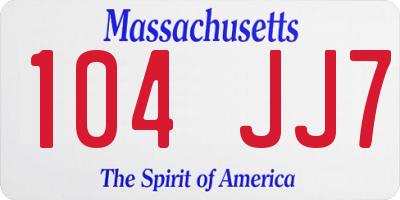 MA license plate 104JJ7