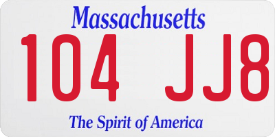 MA license plate 104JJ8