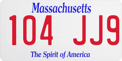 MA license plate 104JJ9