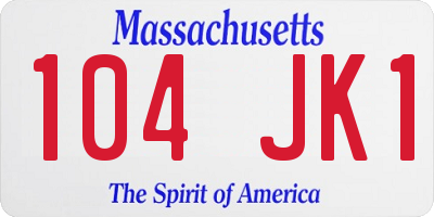 MA license plate 104JK1