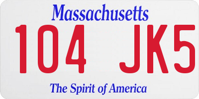 MA license plate 104JK5