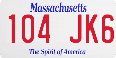 MA license plate 104JK6